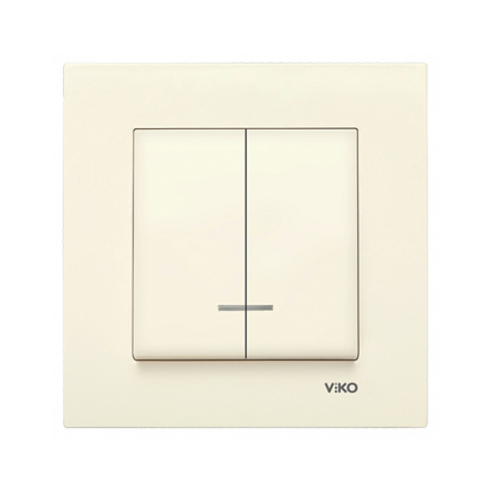 Вимикач 2 кл. з підсвідкою, VIKO KARRE, 90960150, крем - 1