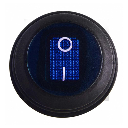 Перемикач 1 клав. кругла вологозах. синій з підсвічуванням KCD1-8-101WN BL/B 220V, АСКО-УКРЕМ, A0140040077 - 2