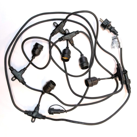 Светильник гирлянда из кабеля и цоколей VELMAX 5м, 10шт, Е27, IP65, 21-55-17 - 1