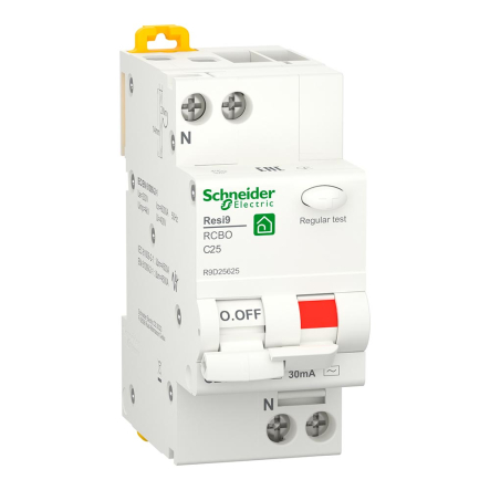 Диференціальний автомат Schneider Electric RESI9, 6кА, 1P+N 25A, C 30мА АC, R9D25625 - 1