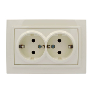 Розетка із заземленням подвійна EL-BI Zena, крем, 500-010300-907