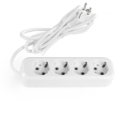Удлинитель сетевой 4 гнезда c з/з 3м (3x1.5мм) белый, VIDEX, TF-ES416G-3W - 1
