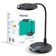 Настольная лампа FERON DE1731 8W 3000K-4000К-6000К черная, DE1731 чёрный
