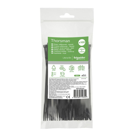 Хомут кабельний SCHNEIDER 150х3.6 чорний (100шт), IMT46255 - 1