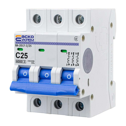 Автоматический выключатель АСКО-УКРЕМ ВА-2017 3р, 25А С, A0010170023