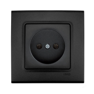 Розетка одинарна без заземлення, VIKO LINNERA Life, 90404007, чорна ніч