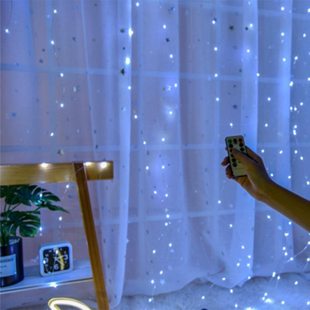 Гирлянда леска штора (Лучи росы) 3*2 м, USВ, с пультом, белая, ZABI-12 W