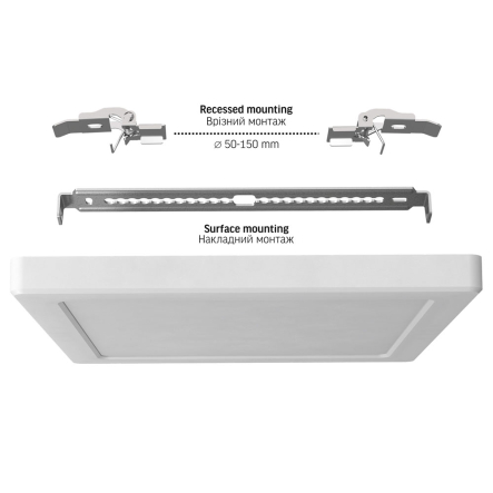 Светильник LED накладной VIDEX DL6S, 18W, 3000-6500K, квадрат 217х217х17мм, белый, VL-DL6S-18CW