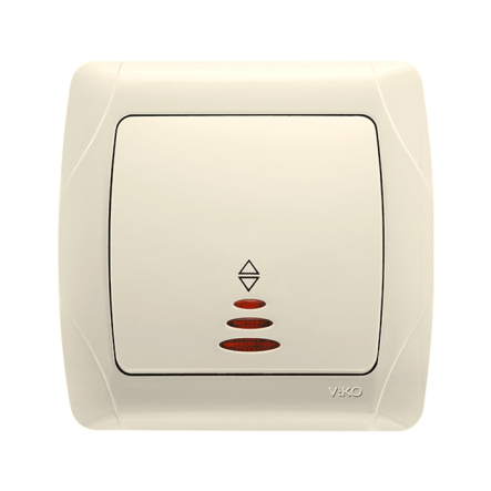 Вимикач 1 кл. прохідний з підсвіткою VIKO CARMEN, 90562063, крем - 1