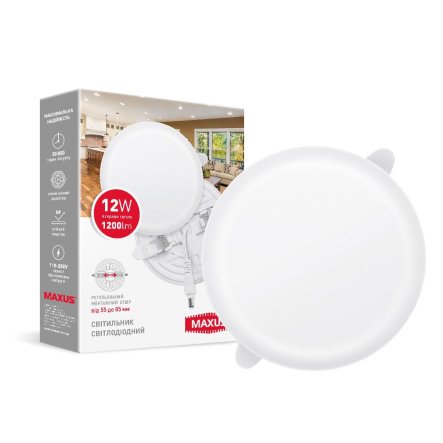 Світильник LED вбудований MAXUS SP Adjustable, 12W, 4100K, 1200Lm, Circle, Ø120мм, 1-MSP-1241-CA - 1