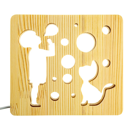 Ночник LED деревянный Мальчик и пузыри (RGB/1)