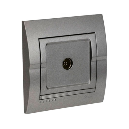 Розетка Lezard DERIY ТВ проходная, темно серый металлик, 702-2929-129 - 1