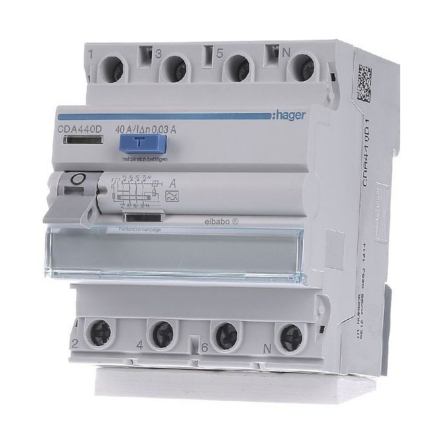 Дифреле ПЗВ HAGER CDA440D, 4P, 6kA, 40A, 30mA, A - 1