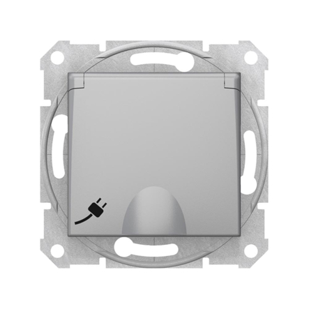 Розетка із заземленням, та кришкою, Schneider Electric Sedna, алюміній, SDN3100160 - 1