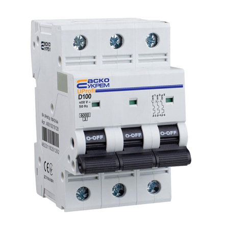 Автоматический выключатель АСКО-УКРЕМ ВА UProfi 3р, 100А D, 6kА, A0010210128