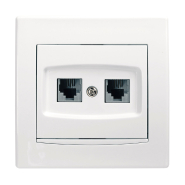 Розетка ТФ двойная RJ11 Schneider Electric Anya, белая, AYA4200121