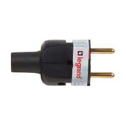 Вилка Legrand 2K 16A, черная, 050181