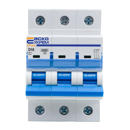Автоматичний вимикач АСКО-УКРЕМ ВА UTrust 3P 10А С, 6kА, A0010210105 - 1