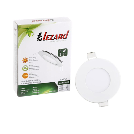 Світильник LED вбудований LEZARD, 3W, 4200К, 240Lm, Ø85мм, 442RRP-03 - 1