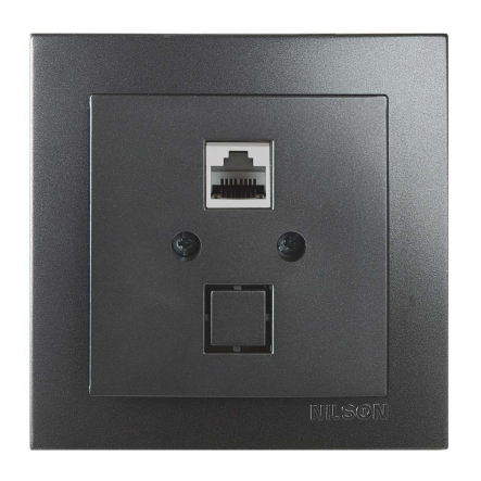 Розетка Nilson Touran компьютерная антрацит САТ5 Themis, 24161044 - 1