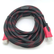 Шнур HDMI (шт.- шт.) Vers.-1,4, gold, фільтр+сітка, 5м, чорно-червоний