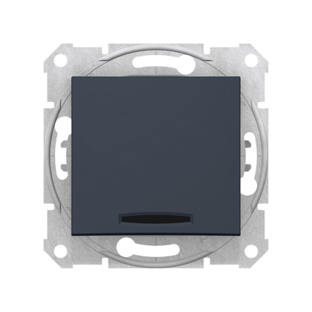 Вимикач одноклавішний, з підсвічуванням, Schneider Electric Sedna, графіт, SDN1400170 - 1