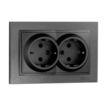 Розетка 2-а із заземленням, Mono Electric, DESPINA, графіт, 102-202004-120 - 1