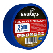Изолента 0,15мм*19мм 25м, голубая, TM BAUKRAFT, Germany