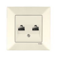 Розетка телефонная двойная 2хRJ11 VIKO Meridian, 90970233, крем
