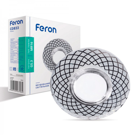 Светильник точечный Feron CD833, MR-16, G5.3, прозрачный, серебро, LED подсветка, 4000K, 6744 - 1