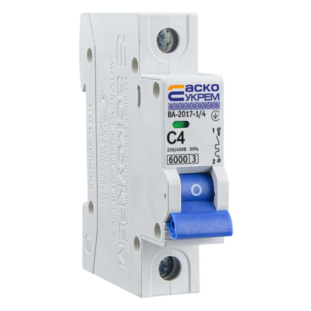 Автоматический выключатель АСКО-УКРЕМ ВА-2017 1р, 4А С, A0010170031