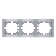 Рамка Lezard MIRA тримісна, горизонтальна, метал сірий, без вставки, 701-1000-148