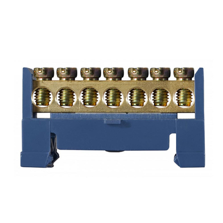 Нулевая шина с изолятором на Din-рейку АСКО-УКРЕМ ВС-507, 6х9 7 отверстий, A0150120032 - 1