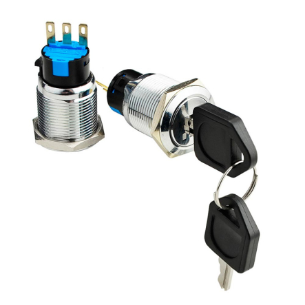 TY 19C-K11/2 Кнопка металлическая, АСКО-УКРЕМ, A0140010213, с ключом 2-х позиционная 1NO+1NC - 1