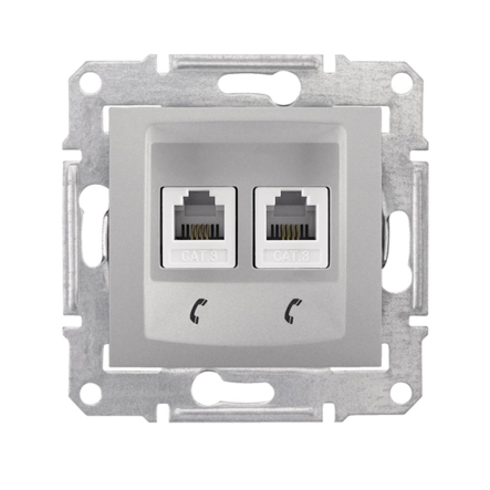 Розетка телефонная 2-я Schneider Electric Sedna, алюминий, SDN4201160 - 1