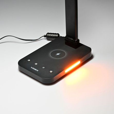 Лампа настольная LED с беспроводной зарядкой VIDEX, VL-TF17B, 18W, 1800-6500K, черная, 27467