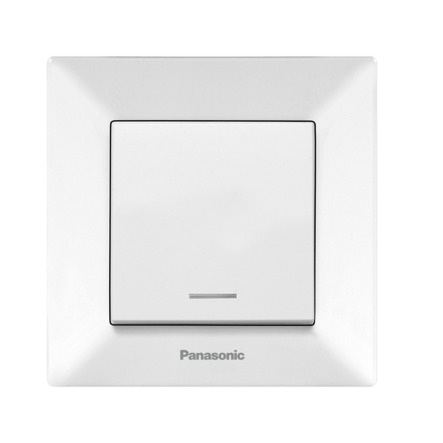 Выключатель одноклавишный с подсветкой Panasonic Arkedia Slim, белый, 00022WH - 1