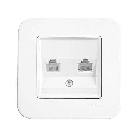 Розетка двойная компьютерная VIKO Rollina, 90420034, белая - 1
