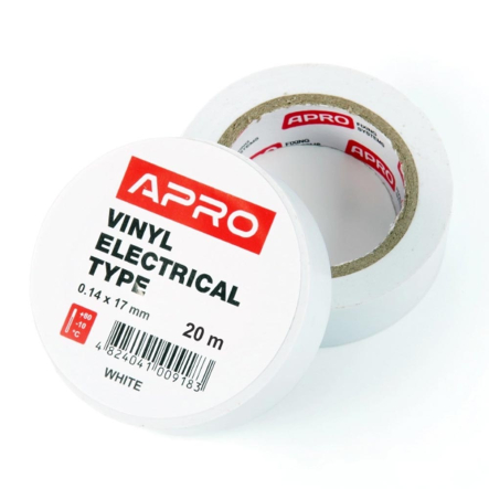 Изолента 0.14х17мм 20м, белая, APRO - 1