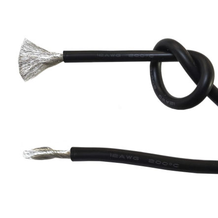 Провод медный силиконовый, 12&nbsp;AWG [≈3.5&nbsp;кв.мм.], до&nbsp;200°C, луженый (TinCU), монтажный, черный/красный, 7-0810BK - 2