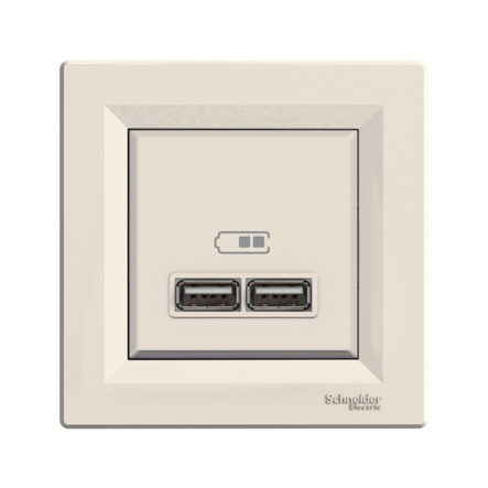 Розетка USB 2,1А Schneider Electric ASFORA, крем, EPH2700223 - 1