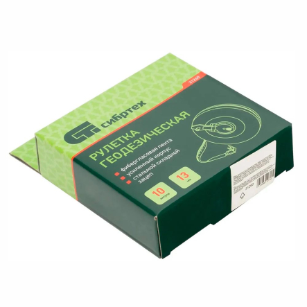 Рулетка геодезическая 10 м x 13 мм закрытый корпус фибергласовая лента СИБРТЕХ 31260