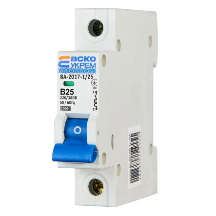 Автоматический выключатель АСКО-УКРЕМ ВА-2017 1р, 25А В, A0010170053
