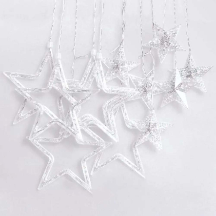 Гирлянда LED Штора от сети, 3x1м, Звезда, 120LED, Тёплый белый 