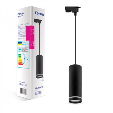 Світильник підвісний трековий FERON ML328 TR, MR16/GU10, чорний - 1