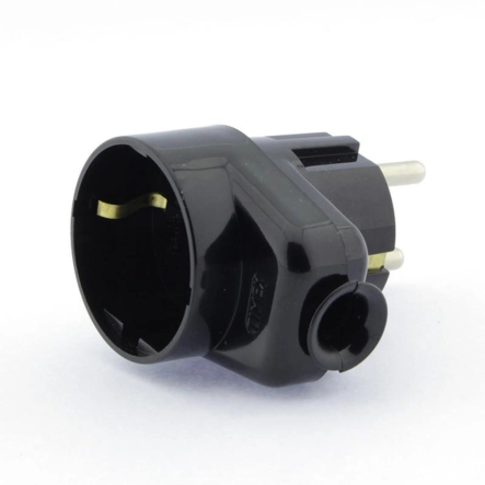 Вилка Timex с розеткой 16А/250V черная, WT-16U/GS CZ