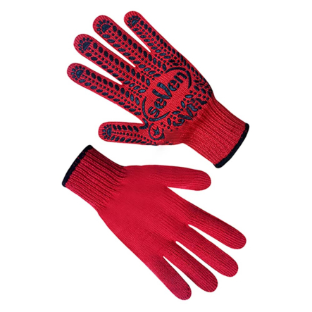 Рукавички трикотажні червоні з ПВХ крапкою, 74040 - 1