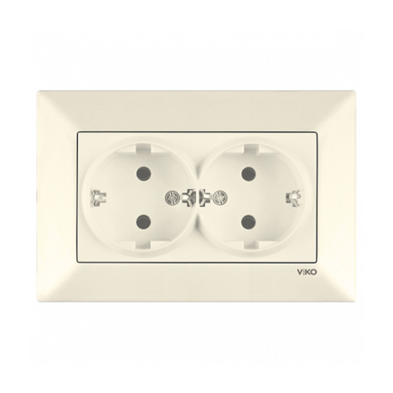 Розетка двойная с заземлением VIKO Meridian, 90970256-WH, крем - 1