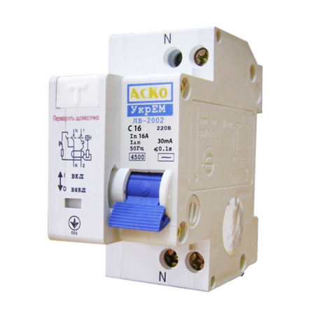 Автоматический выключатель дифференциального тока АСКО-УКРЕМ ДВ-2002 2р C 32А/30мА - 1