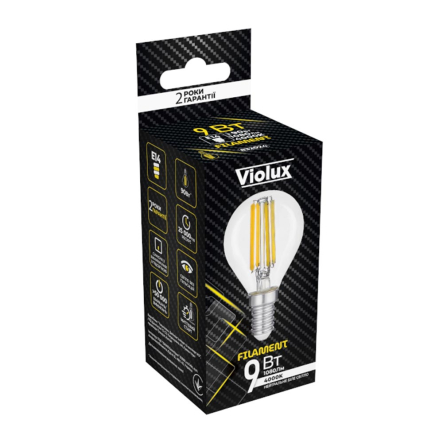 Лампа LED VIOLUX FILAMENT G45, 9W, E27, 4000K, 832074